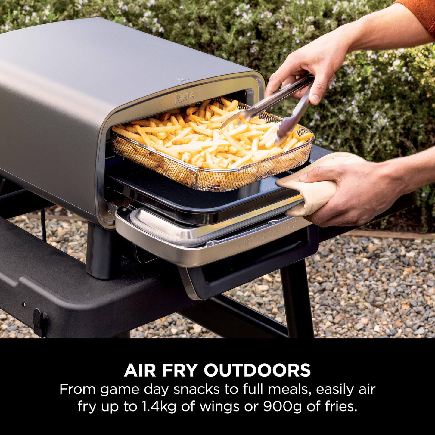 Ninja Artisan Electric Outdoor Pizza Oven & Air Fryer, 4 Functions: Pizza, Air Fry, Bake & Prove, 5 Pizza Settings, Includes 12-inch Pizza Stone