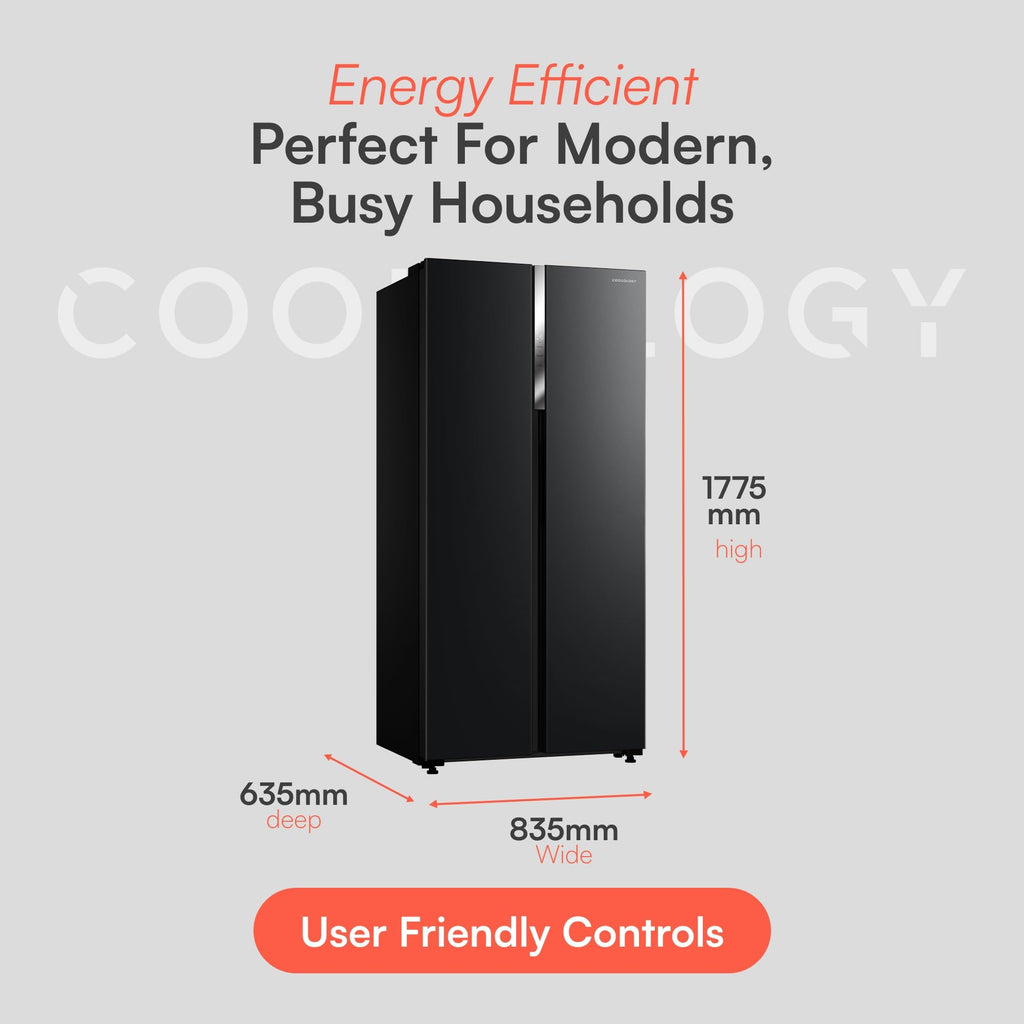 Cookology 460L Freestanding American Side-by-Side Fridge Freezer - 2 Doors - Frost Free - Adjustable Temperature Control