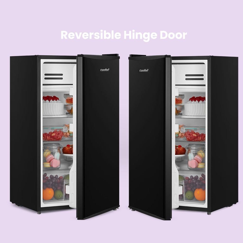 COMFEE' RCD93BL2(E) Under Counter Fridge, 93L Small Fridge with Cooler Box, Interior Light, Removable Glass Shelf