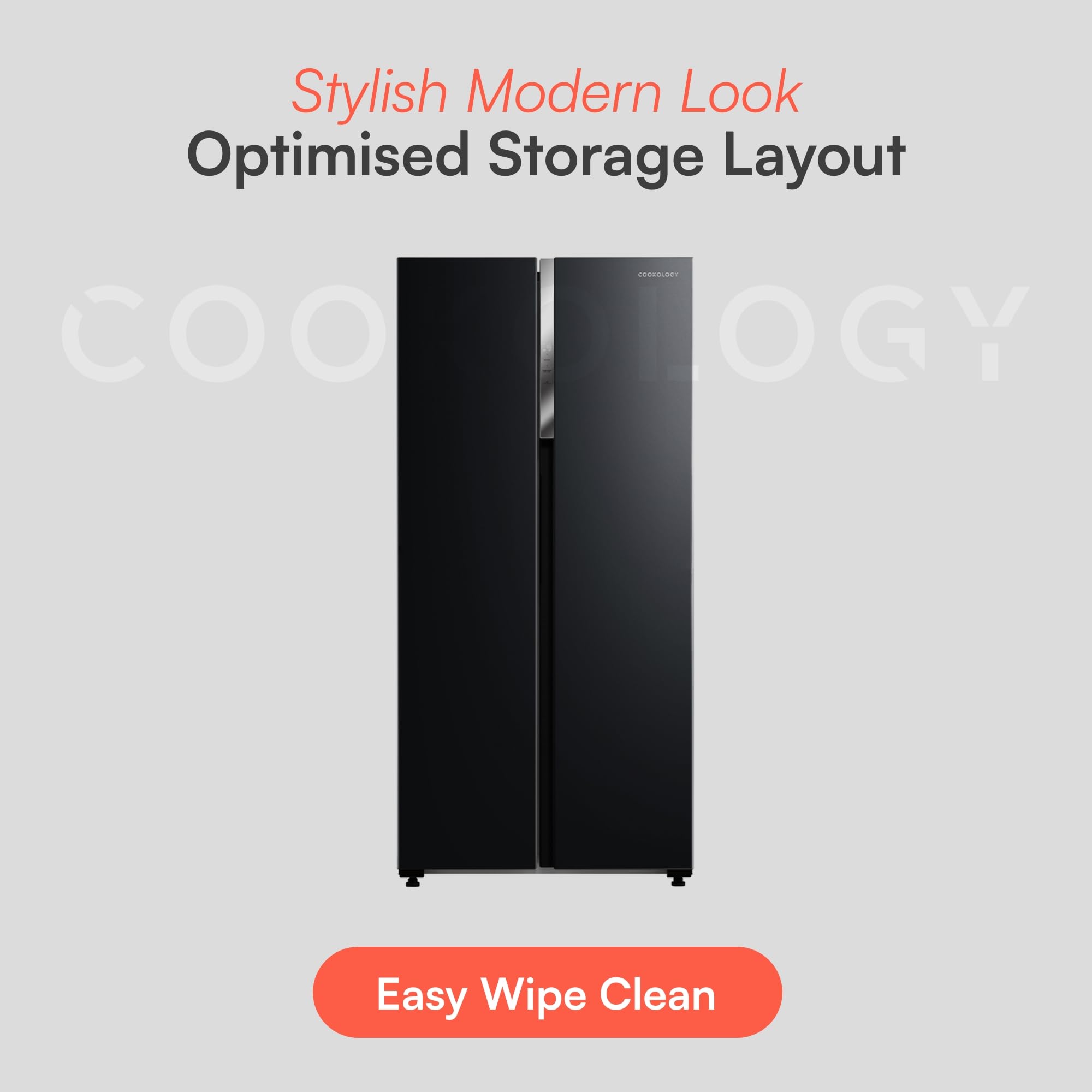 Cookology 460L Freestanding American Side-by-Side Fridge Freezer - 2 Doors - Frost Free - Adjustable Temperature Control