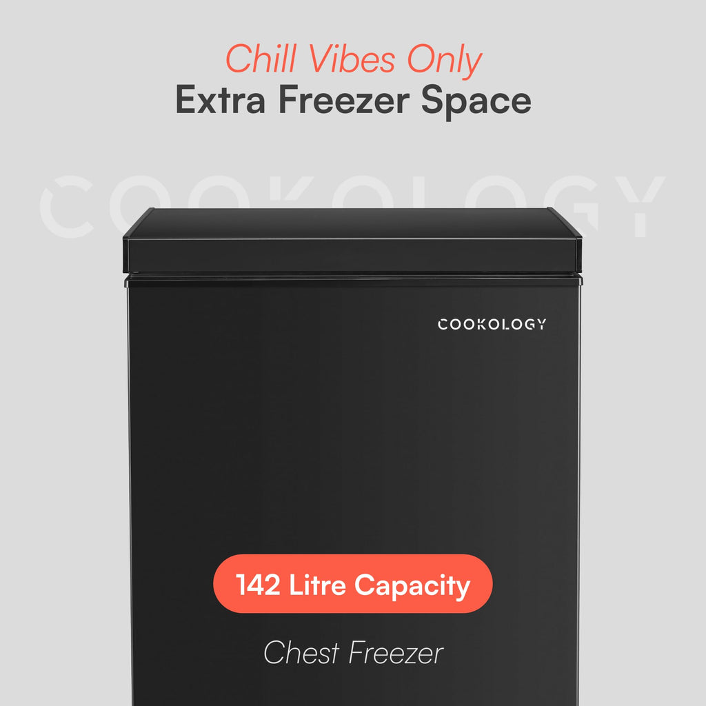 Cookology CCFZ142BK Freestanding Chest Freezer in Black - 142 Litre Capacity - Suitable for Outbuildings & Garages - Freezer and Refrigeration Modes