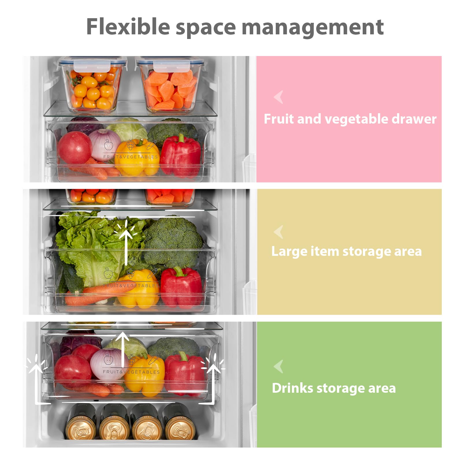 COMFEE' RCB169WH2(E) 174L 70/30 Freestanding Fridge Freezer, 150cm Height, Low Frost, 4-Star Freezer, Quiet 39dB