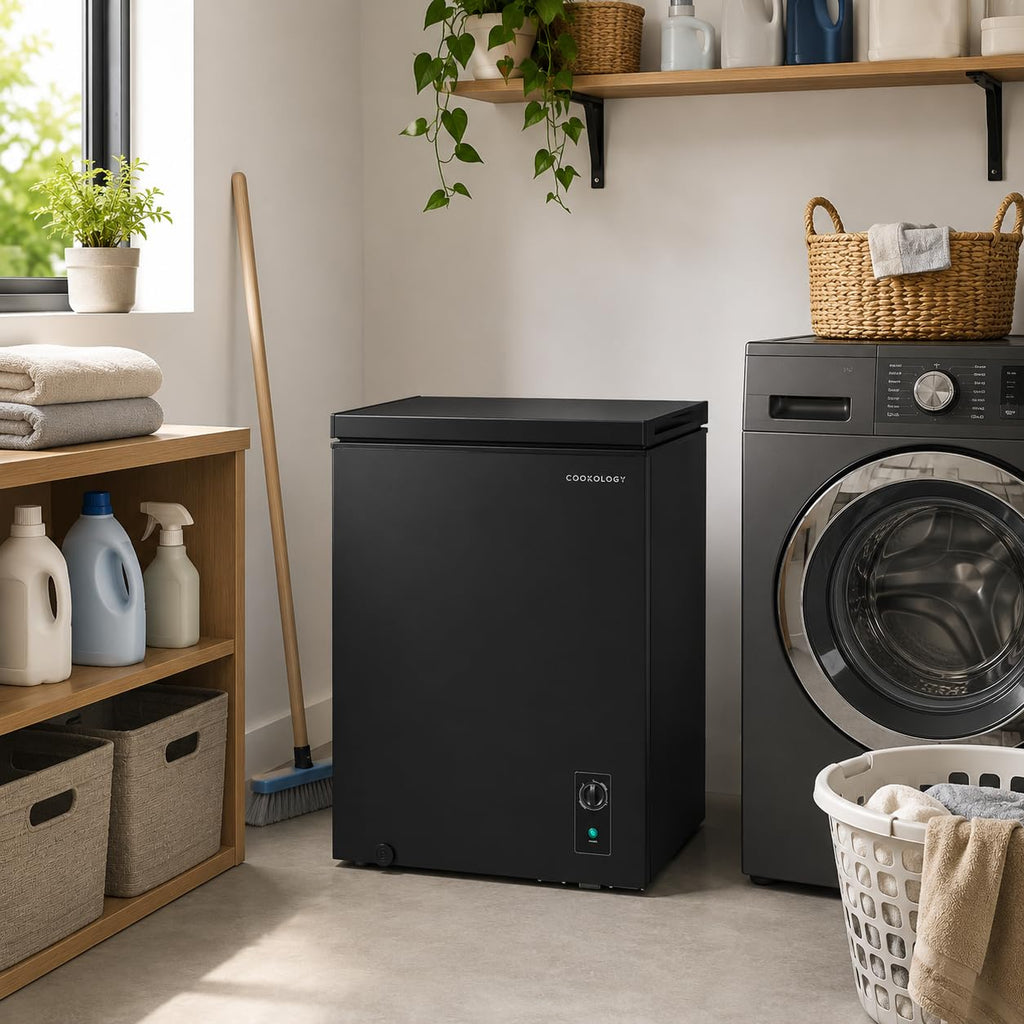 Cookology 99L Freestanding Chest Freezer - For Kitchens, Outbuildings & Garages - Adjustable Feet & Temperature Controls - 4 Star Freezer Rating - Black