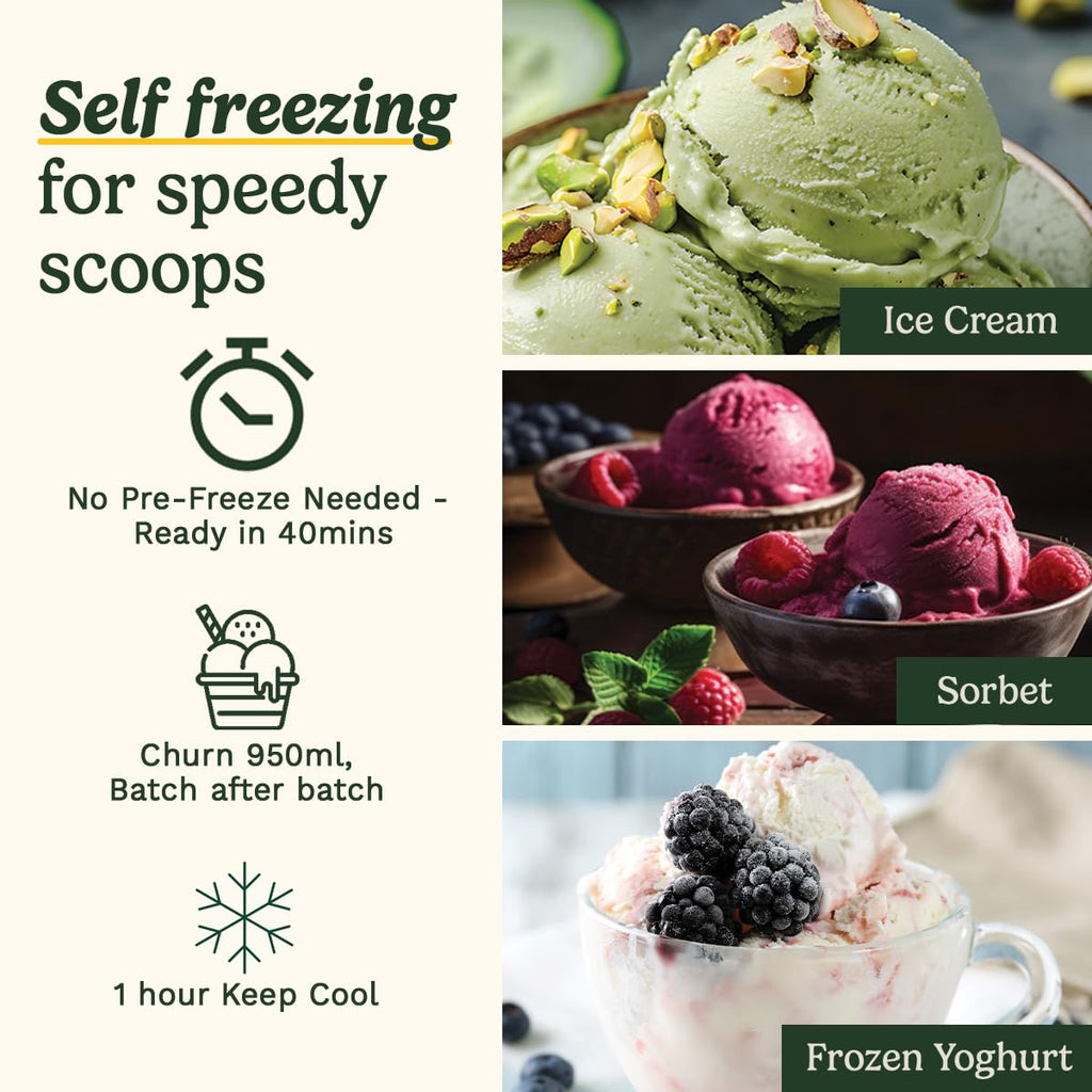 Cuisinart FreezeEase Ice Cream and Gelato Maker- Self freezing ice cream maker | 3 presets | Ice Cream, Sorbet, Frozen Yoghurt