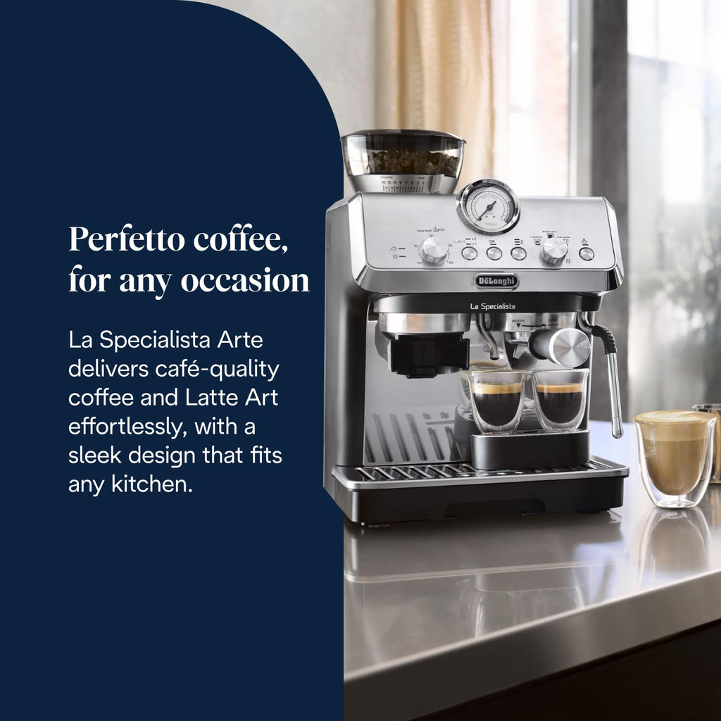 De'Longhi La Specialista Metal Barista Pump Espresso Machine, Bean to Cup Coffee and Cappuccino Maker, EC9155.MB