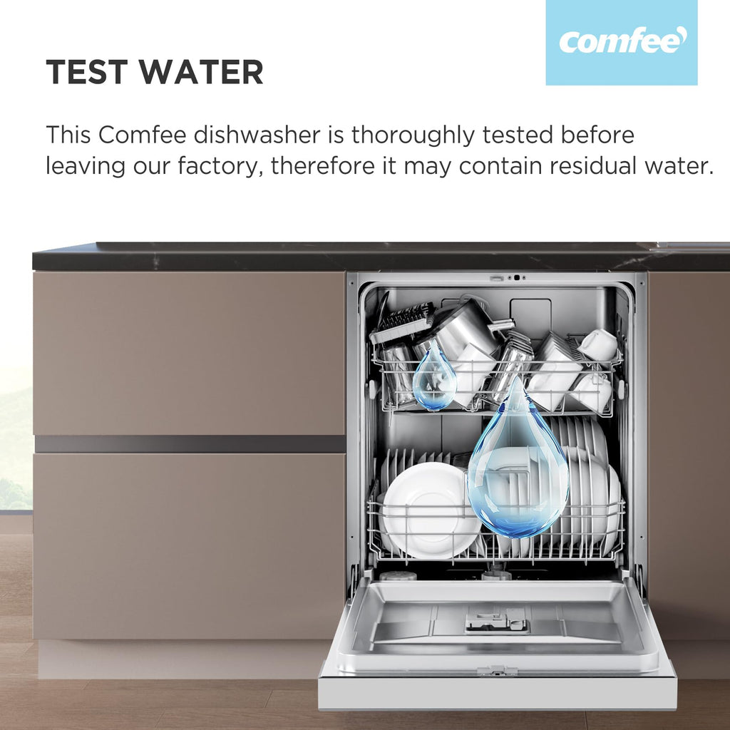 COMFEE' Freestanding Dishwasher CDWEF1034BW-UK 45cm Width, Slimline Dishwasher with 10 place settings, Quick Wash