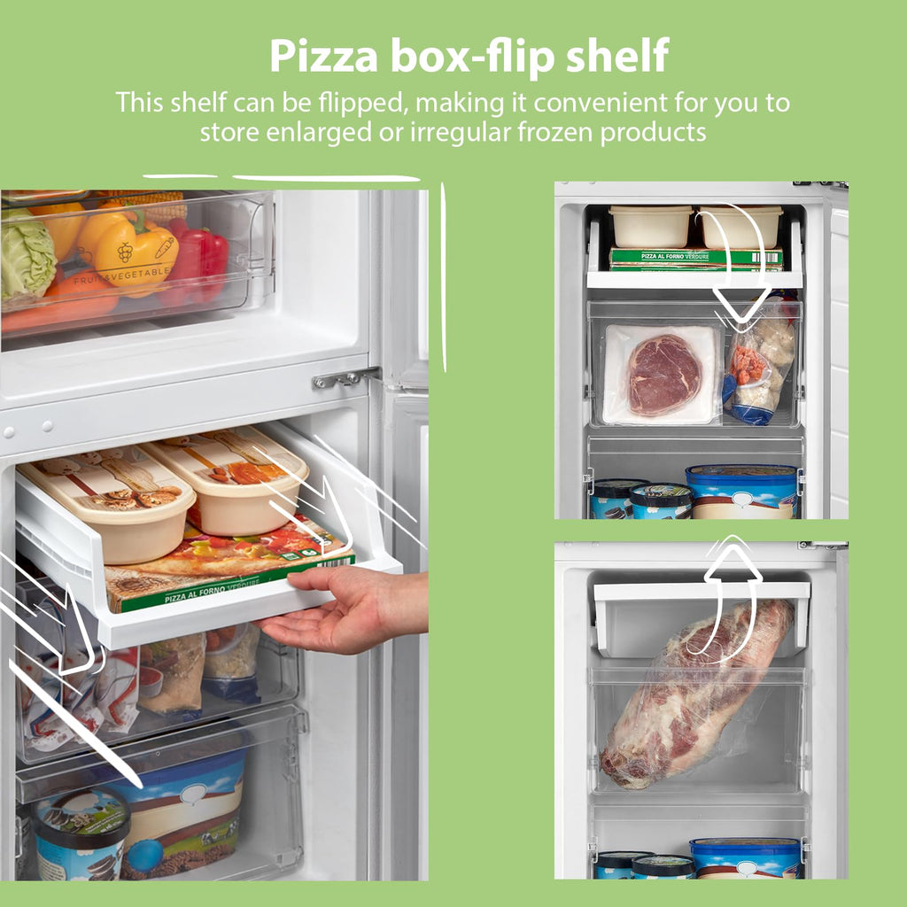 COMFEE' RCB169WH2(E) 174L 70/30 Freestanding Fridge Freezer, 150cm Height, Low Frost, 4-Star Freezer, Quiet 39dB