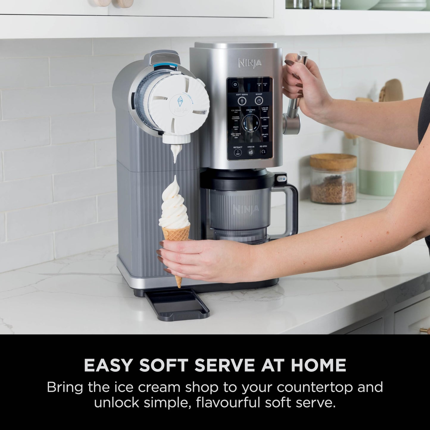 Ninja CREAMi Scoop and Swirl Soft Serve and Ice Cream Maker with 2x Tubs, 13 Functions, Makes Ice Cream, Soft Serve