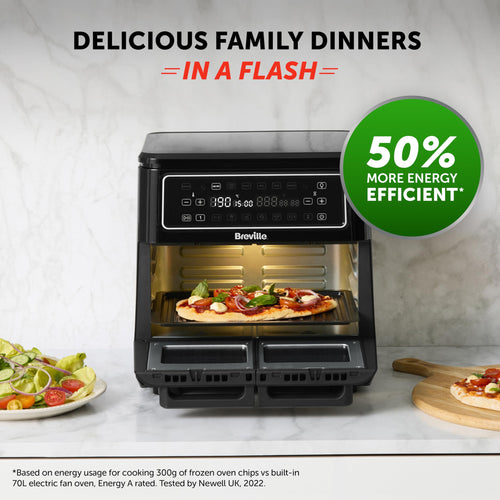 Breville Halo Flexi Air Fryer | Digital Dual Air Fryer Oven | 11L: Serves 10+ People | FryBakeGrillRoast & Reheat